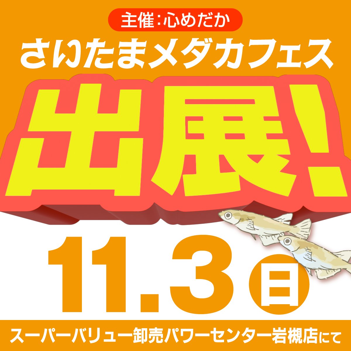 11月3日（日）の「さいたまメダカフェス」にスドーが出展します